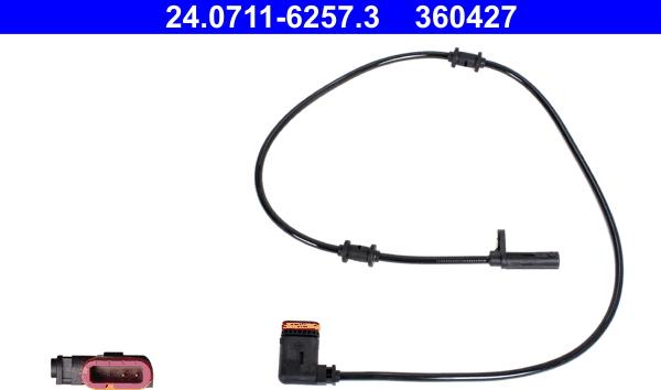 ATE 24.0711-6257.3 - Датчик ABS, частота обертання колеса autocars.com.ua