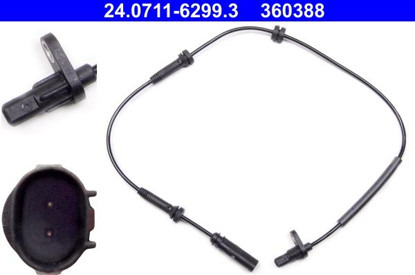 ATE 24071162993 - Датчик ABS, частота обертання колеса autocars.com.ua