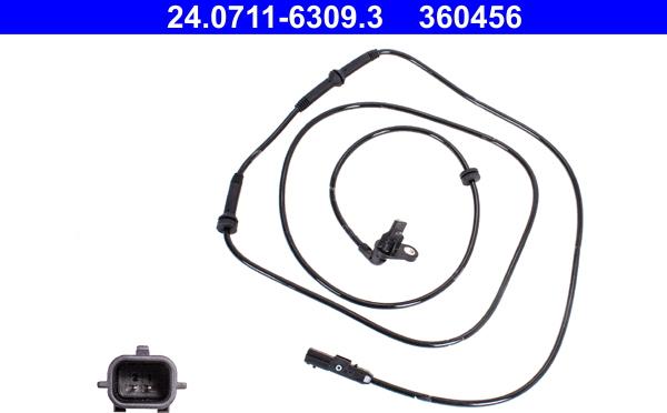 ATE 24.0711-6309.3 - Датчик ABS, частота обертання колеса autocars.com.ua