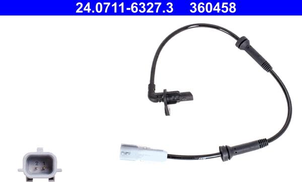 ATE 24.0711-6327.3 - Датчик ABS, частота обертання колеса autocars.com.ua