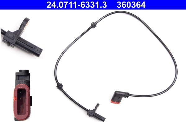 ATE 24.0711-6331.3 - Датчик ABS, частота обертання колеса autocars.com.ua
