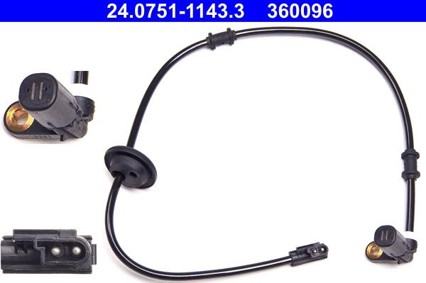 ATE 24075111433 - Датчик ABS, частота обертання колеса autocars.com.ua