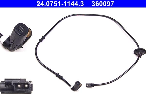ATE 24.0751-1144.3 - Датчик ABS, частота обертання колеса autocars.com.ua
