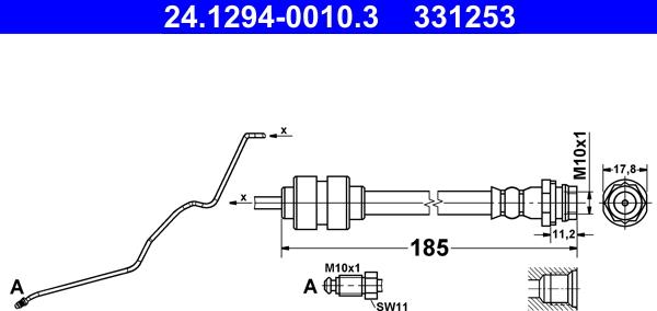 ATE 24.1294-0010.3 - Тормозной шланг avtokuzovplus.com.ua