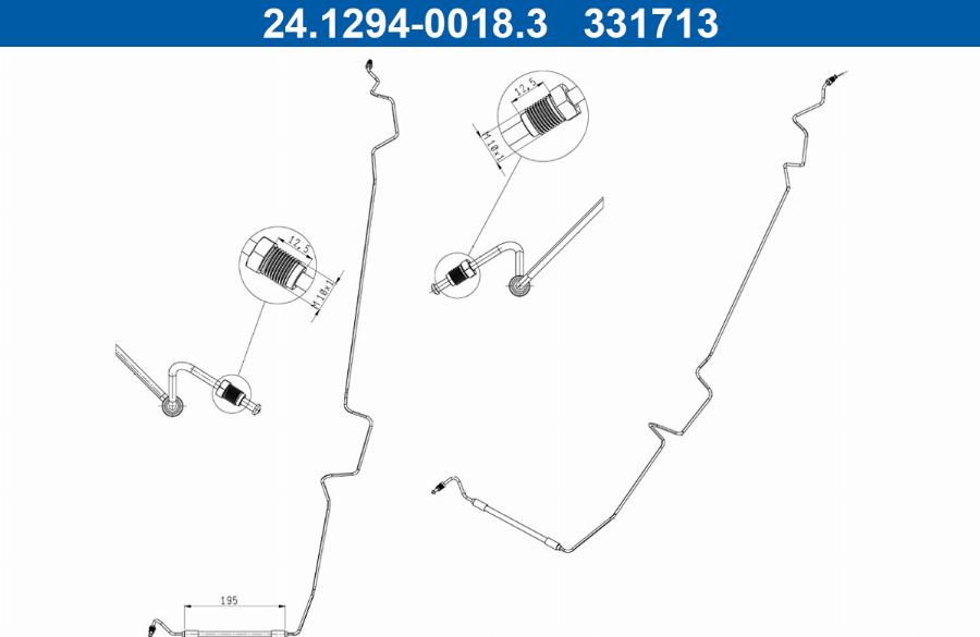 ATE 24.1294-0018.3 - Гальмівний шланг autocars.com.ua