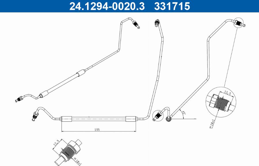 ATE 24.1294-0020.3 - Гальмівний шланг autocars.com.ua