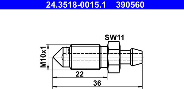 ATE 24.3518-0015.1 - Болт повітряного клапана / вентиль autocars.com.ua