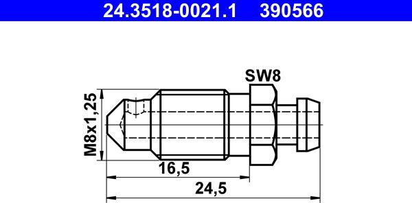 ATE 24.3518-0021.1 - Болт повітряного клапана / вентиль autocars.com.ua