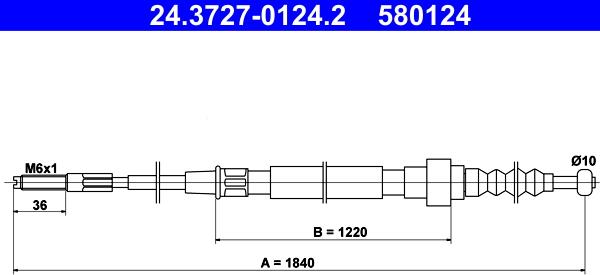 ATE 24.3727-0124.2 - Трос, гальмівна система autocars.com.ua
