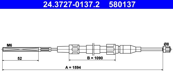 ATE 24.3727-0137.2 - Трос, гальмівна система autocars.com.ua