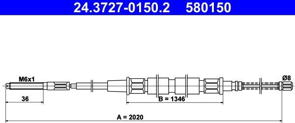 ATE 24.3727-0150.2 - Тросик, cтояночный тормоз avtokuzovplus.com.ua