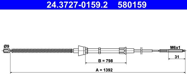 ATE 24.3727-0159.2 - Тросик, cтояночный тормоз avtokuzovplus.com.ua