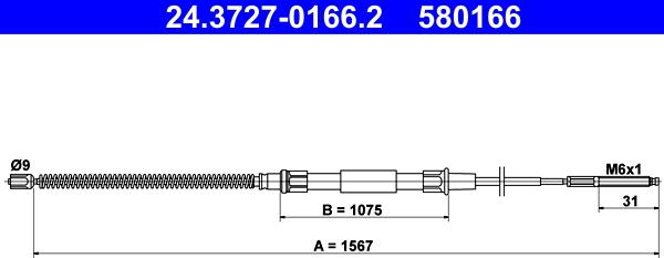 ATE 24.3727-0166.2 - Трос, гальмівна система autocars.com.ua
