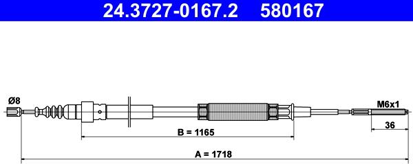 ATE 24.3727-0167.2 - Трос, гальмівна система autocars.com.ua