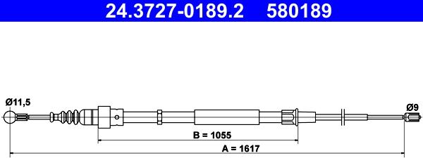 ATE 24.3727-0189.2 - Тросик, cтояночный тормоз avtokuzovplus.com.ua