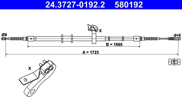 ATE 24.3727-0192.2 - Трос, гальмівна система autocars.com.ua