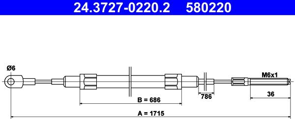 ATE 24.3727-0220.2 - Трос, гальмівна система autocars.com.ua