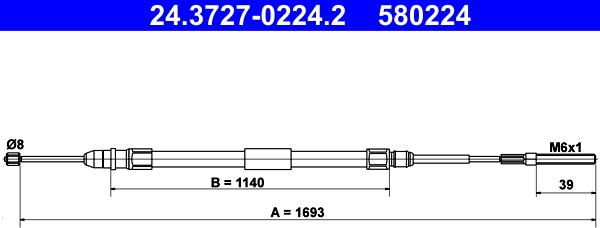 ATE 24.3727-0224.2 - Трос, гальмівна система autocars.com.ua