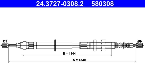 ATE 24.3727-0308.2 - Трос, гальмівна система autocars.com.ua