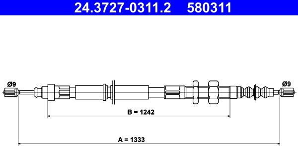 ATE 24.3727-0311.2 - Трос, гальмівна система autocars.com.ua