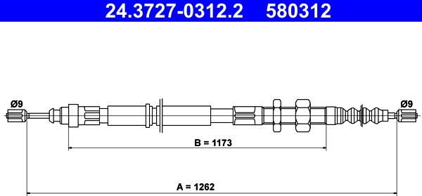 ATE 24.3727-0312.2 - Трос, гальмівна система autocars.com.ua