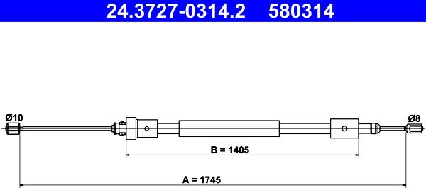 ATE 24.3727-0314.2 - Тросик, cтояночный тормоз autodnr.net