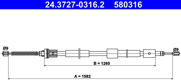 ATE 24.3727-0316.2 - Трос, гальмівна система autocars.com.ua