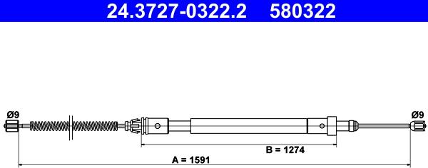 ATE 24.3727-0322.2 - Трос, гальмівна система autocars.com.ua