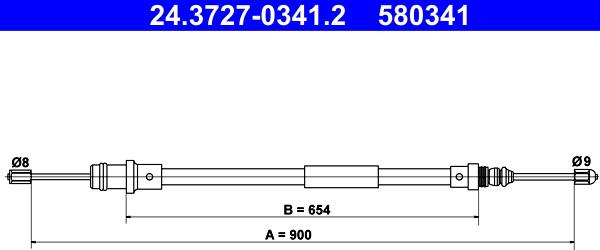 ATE 24.3727-0341.2 - Тросик, cтояночный тормоз autodnr.net