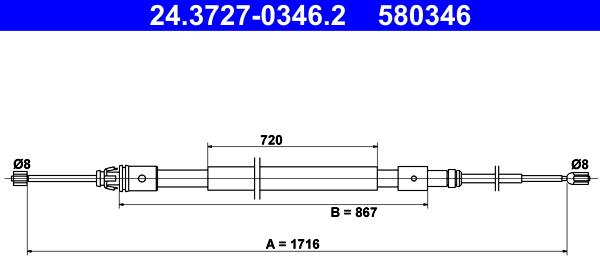 ATE 24.3727-0346.2 - Тросик, cтояночный тормоз avtokuzovplus.com.ua