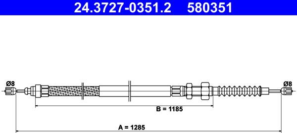 ATE 24.3727-0351.2 - Трос, гальмівна система autocars.com.ua