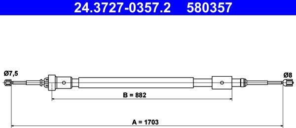 ATE 24.3727-0357.2 - Тросик, cтояночный тормоз avtokuzovplus.com.ua