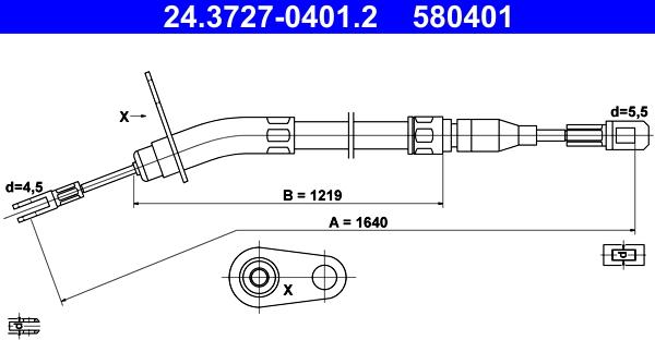 ATE 24.3727-0401.2 - Трос, гальмівна система autocars.com.ua