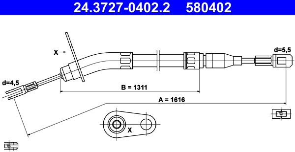 ATE 24.3727-0402.2 - Трос, гальмівна система autocars.com.ua