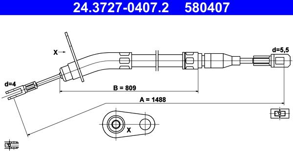 ATE 24.3727-0407.2 - Трос, гальмівна система autocars.com.ua