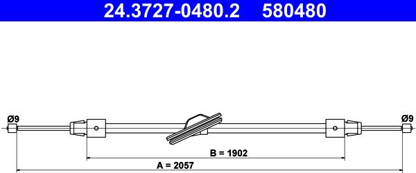 ATE 24.3727-0480.2 - Трос, гальмівна система autocars.com.ua