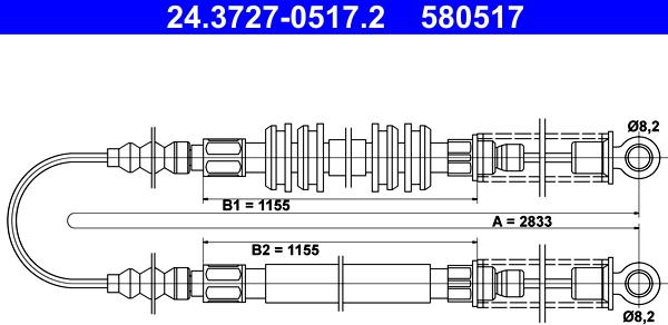 ATE 24.3727-0517.2 - Трос, гальмівна система autocars.com.ua