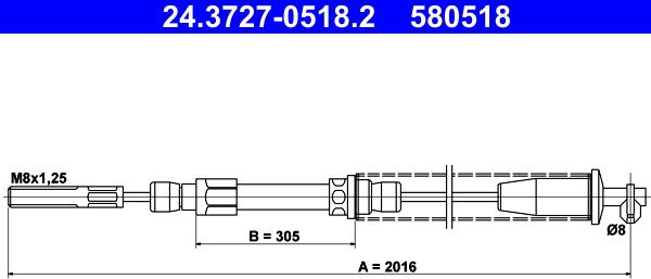 ATE 24.3727-0518.2 - Трос, гальмівна система autocars.com.ua