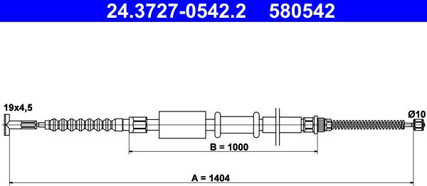 ATE 24.3727-0542.2 - Тросик, cтояночный тормоз avtokuzovplus.com.ua