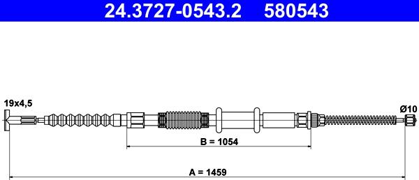 ATE 24.3727-0543.2 - Трос, гальмівна система autocars.com.ua