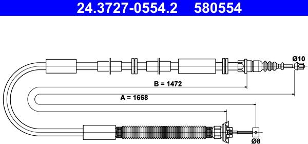 ATE 24.3727-0554.2 - Трос, гальмівна система autocars.com.ua