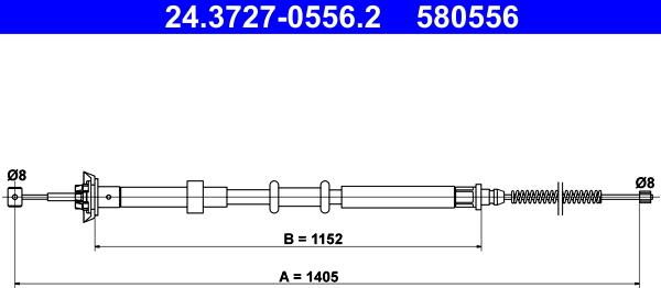 ATE 24.3727-0556.2 - Трос, гальмівна система autocars.com.ua