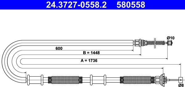 ATE 24.3727-0558.2 - Трос, гальмівна система autocars.com.ua