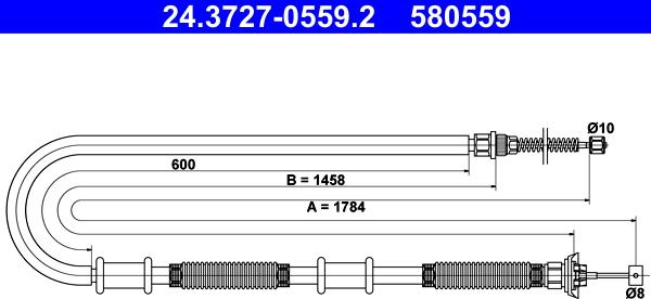 ATE 24.3727-0559.2 - Трос, гальмівна система autocars.com.ua