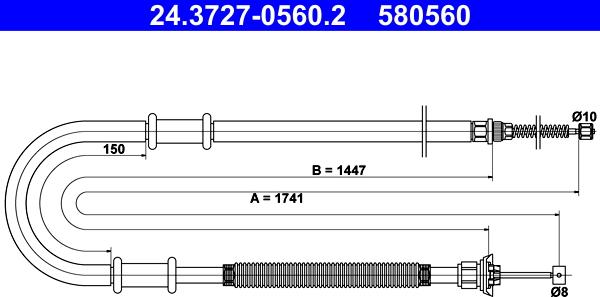 ATE 24.3727-0560.2 - Трос, гальмівна система autocars.com.ua