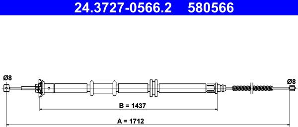 ATE 24.3727-0566.2 - Трос, гальмівна система autocars.com.ua