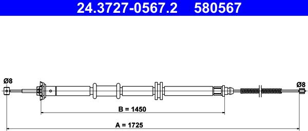 ATE 24.3727-0567.2 - Трос, гальмівна система autocars.com.ua