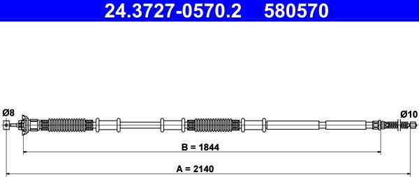 ATE 24.3727-0570.2 - Трос, гальмівна система autocars.com.ua