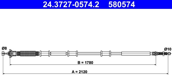 ATE 24.3727-0574.2 - Трос, гальмівна система autocars.com.ua