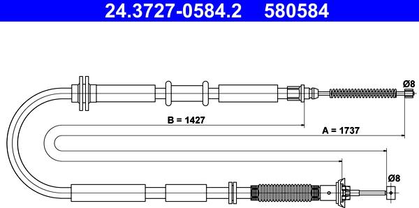 ATE 24.3727-0584.2 - Трос, гальмівна система autocars.com.ua